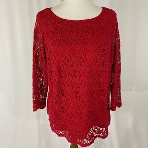 NWOT Talbots Red Lace Top
